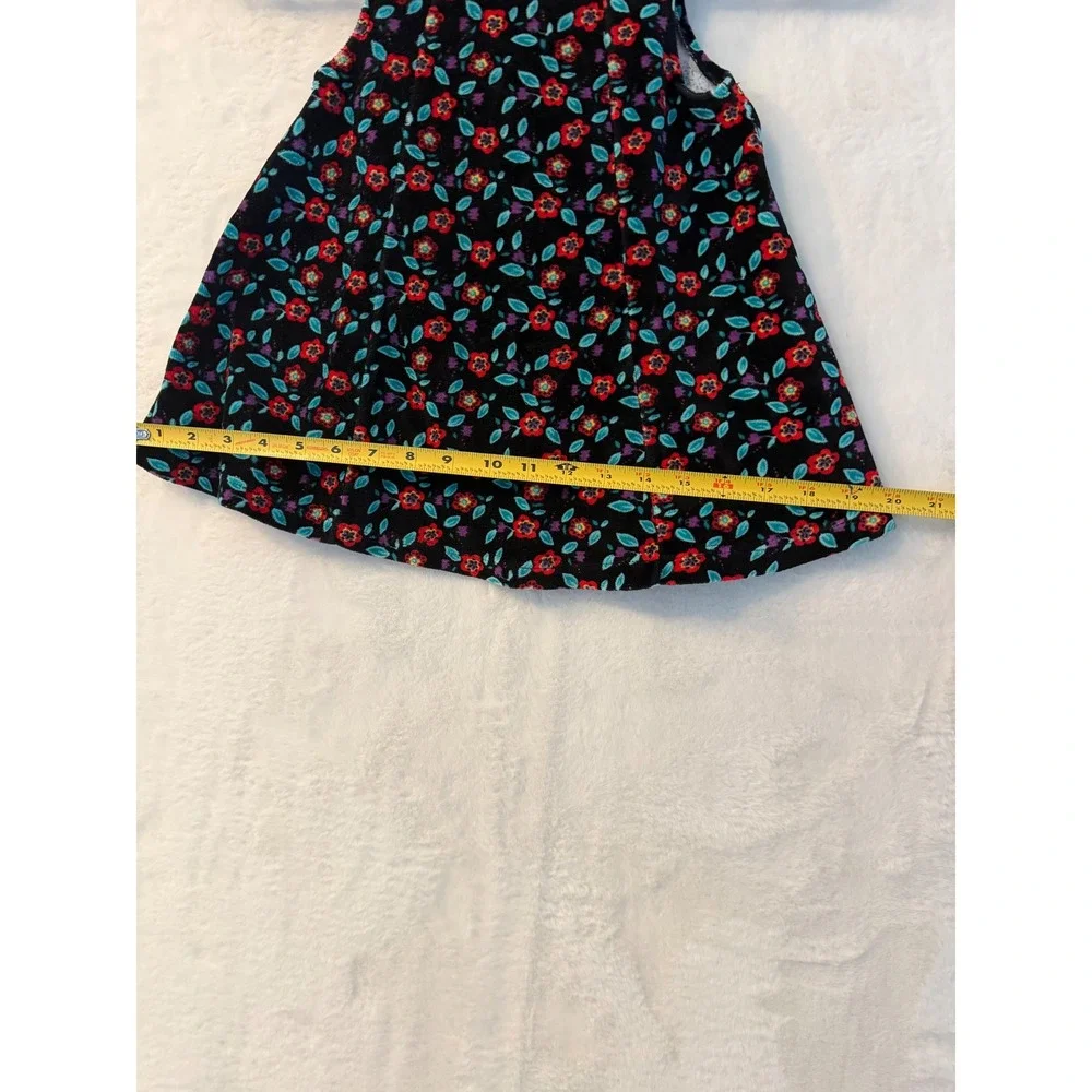 Gymboree Girls Small Black Floral Velvet Sleeveless Swing Top Corduroy Print